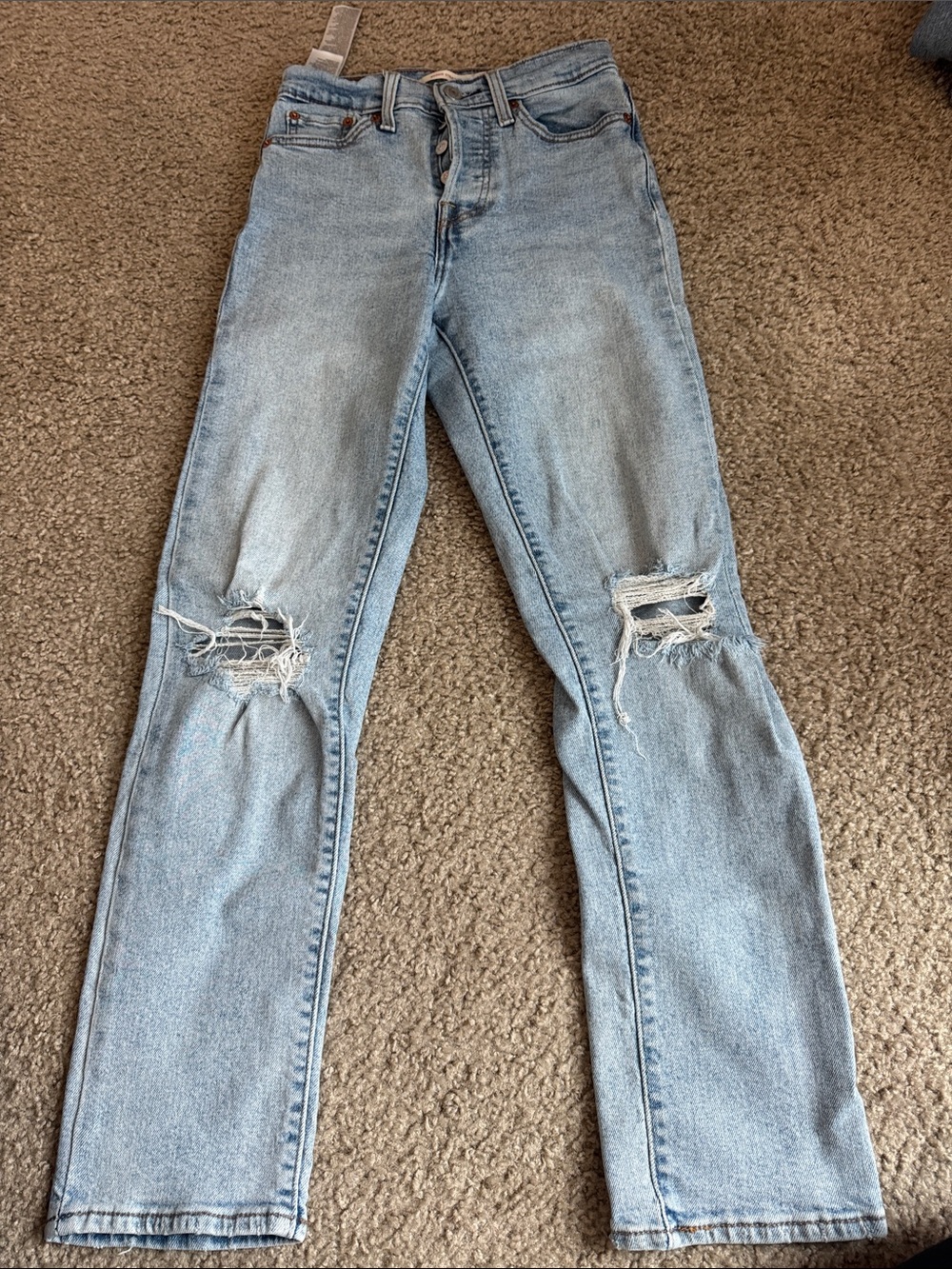 Levi's Light Blue Straight Leg Distressed Jeans